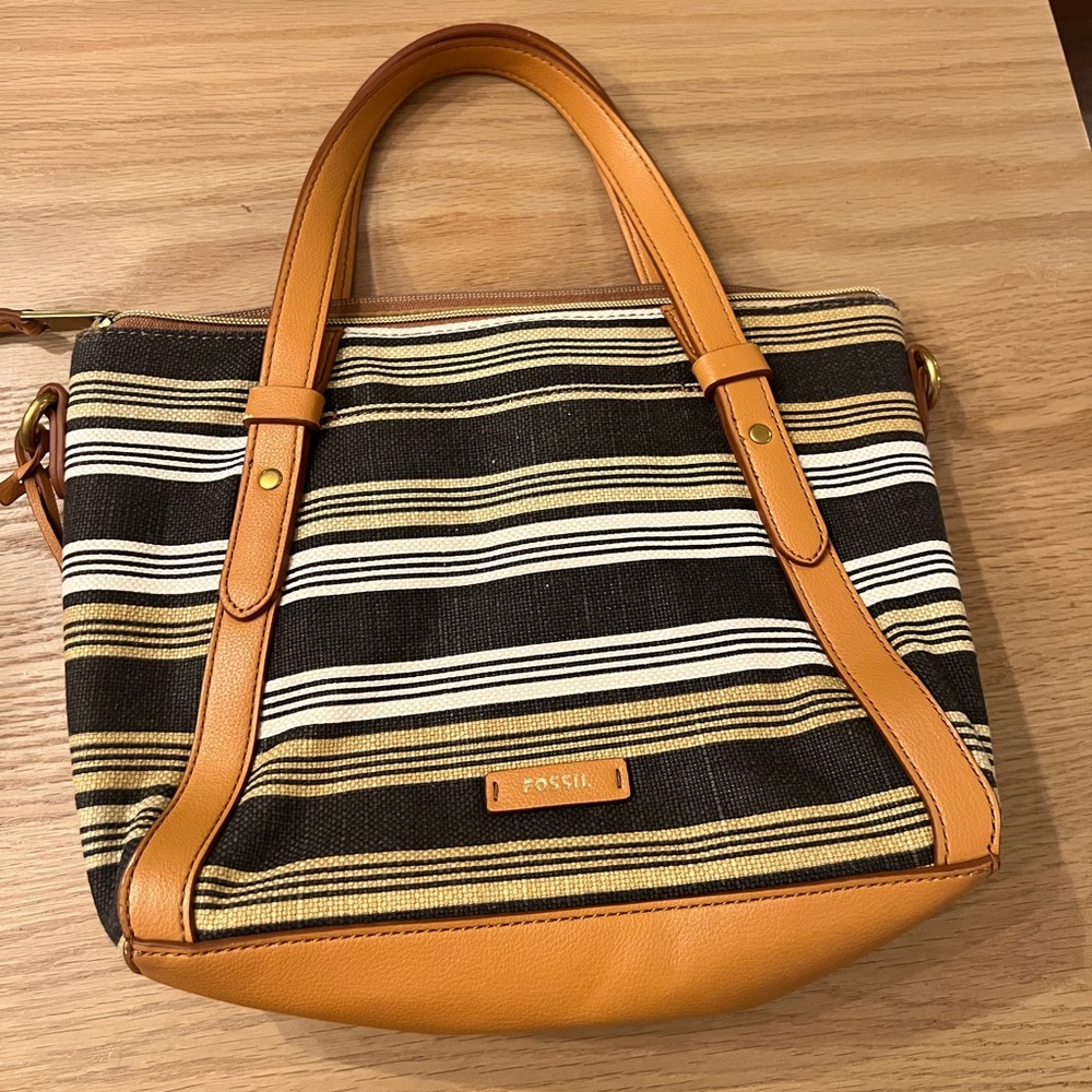 Fossil Avondale Striped Canvas Convertible Purse